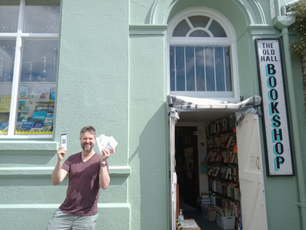 The Old Bookshop in Looe me standing at the front