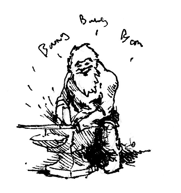 Dark Souls Andre the Blacksmith pen drawing 