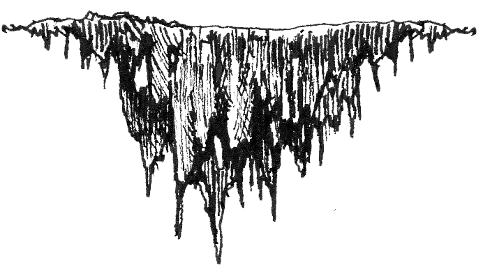 pen and ink sketch of hanging cloth